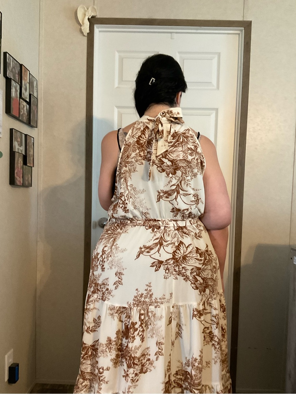 SHEIN Cream Maxi Dress with Brown Floral Print Size 4X NWOT - Picture 7 of 8